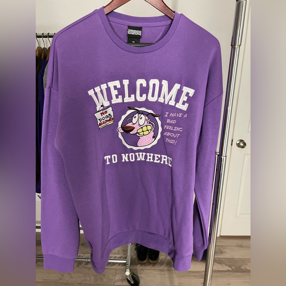 Courage The Cowardly Dog Crewneck Sweatshirt Purple Men’s Medium